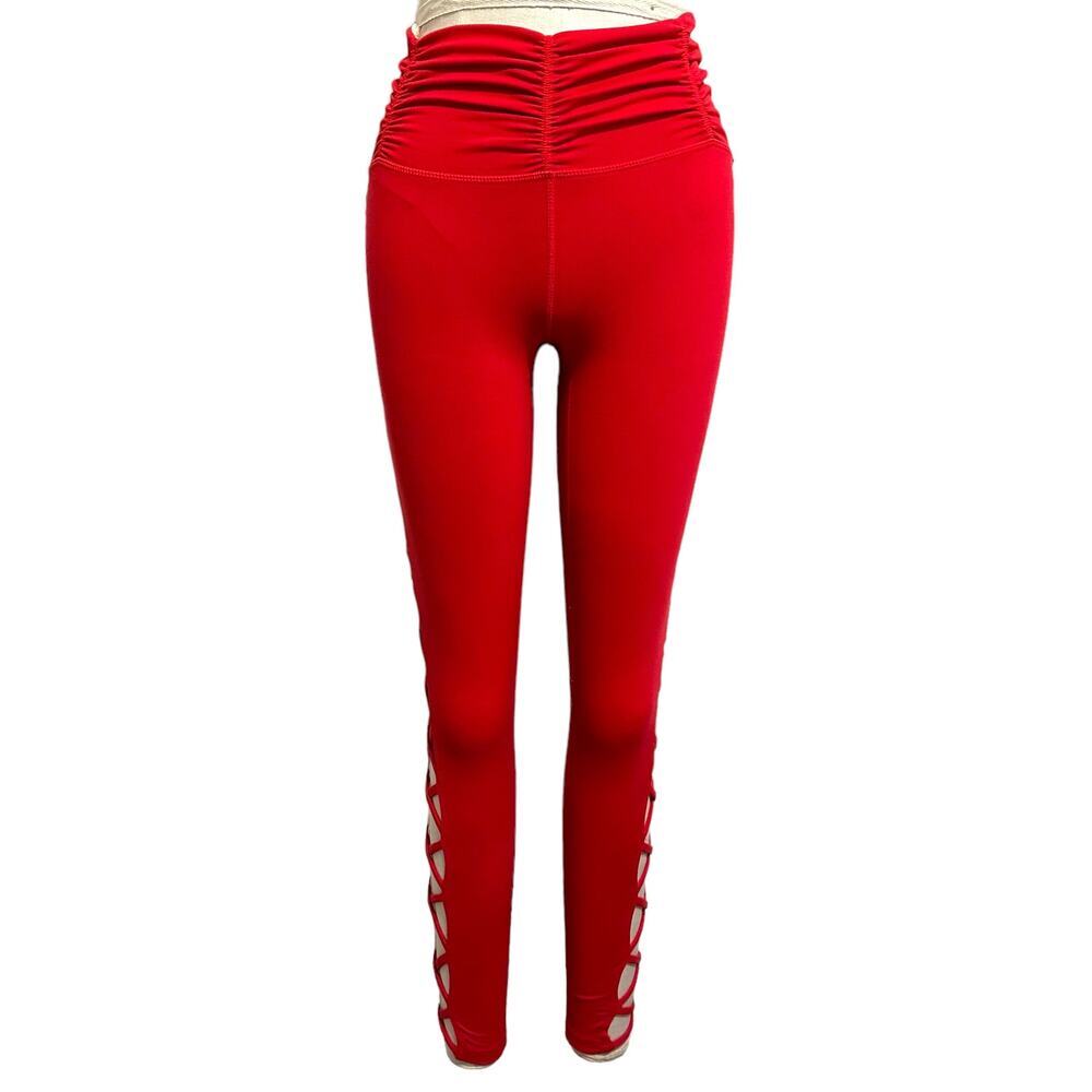 Carbon38 X Chill By Will Red Criss Cross Leggings… - image 2